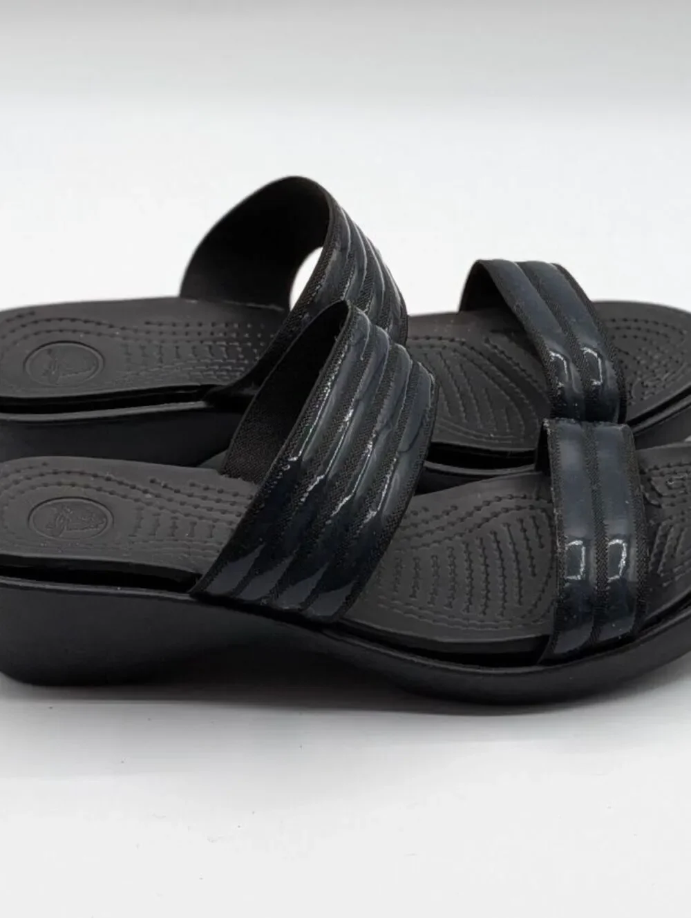 Crocs Mixed Sizes (6 - Right, 7 - Left) Black Comfort Slides Wedge Sandals